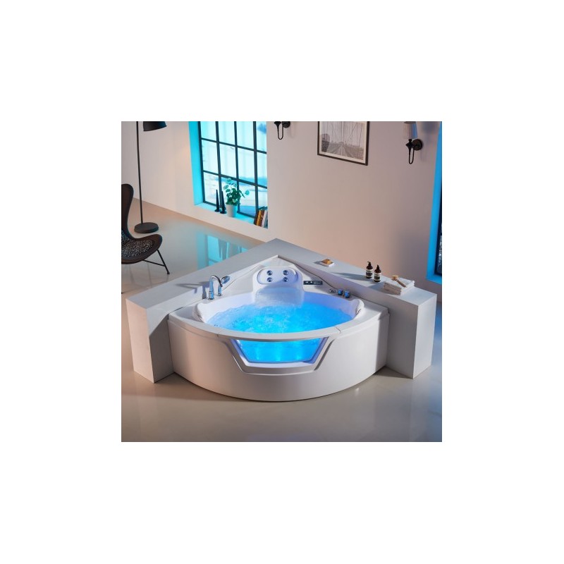 Baignoire whirlpool balnéo Romantica-A, baignoire balnéo 2 places avec  réchauffeur d'eau
